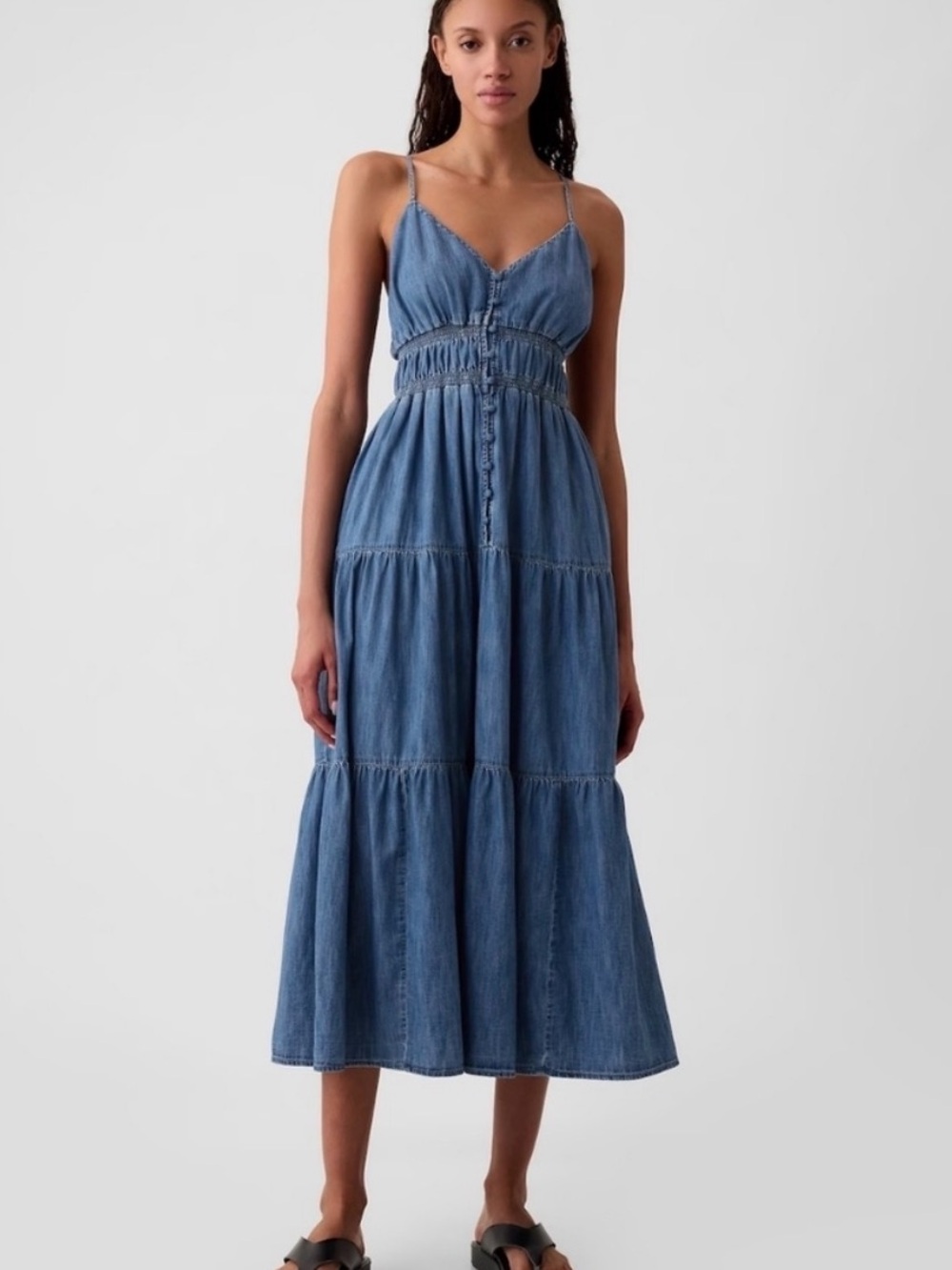 Gap organic cotton denim maxi dress size extra small